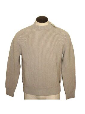 OOBE Brand Men's Leon Crew Neck Virgin Wool Sweater Natural Beige Size Medium